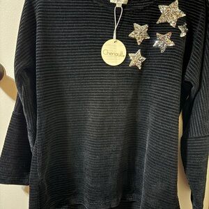 Chenault Black Top with Sequin Stars